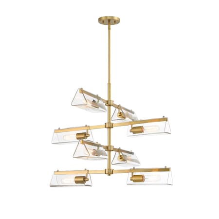 Designers Fountain Latitude 8 Light Modern Brushed Gold with Clear Glass Shades Chandelier For Dining Rooms D279M-8CH-BG